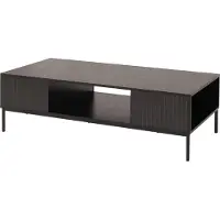 Mendler Couchtisch MCW-O39, Tisch Sofatisch Beistelltisch Ablage Fächer, Melamin MDF 39x120x60cm Holzoptik schwarz