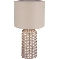 Globo Lighting Tischleuchte Glas champagnerfarben, Textil champagnerfarben, Kabel PVC weiß, Wippschalter am Kabel, ø: 265mm, H: 500mm, Kabellänge 1300mm, exkl. 1x E27 60W 230V