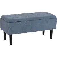 HOMCOM Sitzbank mit Stauraum Klappdeckel Samtoptik Blau 95 x 38 x 45 cm