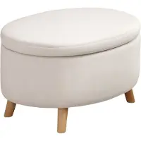 HOMCOM SITZBANK mit Stauraum, Oval Polsterbank mit Deckel, Bettbank mit Samtoptik Beige