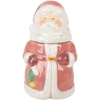 Clayre & Eef Vorratsglas Weihnachtsmann Ø 15x26 cm Rosa Keramik