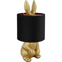 Globo Lighting Tischleuchte Kunststoff goldfarben matt, Samt schwarz, Kabel PVC schwarz, Wippschalter am Kabel, ø: 180mm, H: 410mm, Kabellänge 1500mm, exkl. 1x E27 25W 230V