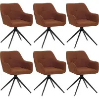 Mendler 6er-Set Esszimmerstuhl MCW-O47, Küchenstuhl Armlehne, drehbar Auto-Return, Stoff/Textil (270g/m²) terrakotta