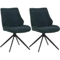 MCW 2er-Set Esszimmerstuhl MCW-O48, Küchenstuhl, drehbar Auto-Return, Stoff/Textil Chenille (320g/m²) petrol-grün