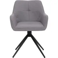 Mendler 6er-Set Esszimmerstuhl MCW-O47, Küchenstuhl Armlehne, drehbar Auto-Return, Stoff/Textil (270g/m²) hellgrau