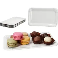 MamboCat 6x Pur Pappteller aus Porzellan 19,5x12,8cm weiß Servier-Teller Pralinen Nuggets