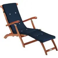Casaria Sonnenliege Set Klappbar Holz inkl. Auflage Blau Wetterfest 160kg Belastbar Akazie Rückenlehne Verstellbar FSC-zertifiziert Balkon Garten Liege 169x54cm