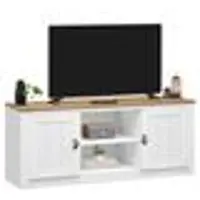 Idimex TV Lowboard BOLTON aus Kiefer Massivholz, TV Bank im Landhausstil mit 2 Türen und Muschelgriffen, Lowboard aus Kiefer, Massivholz lackiert in weiß/braun
