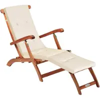 Casaria Sonnenliege Klappbar Holz Auflage Creme 160kg Belastbar Wetterfest Akazie Rückenlehne Verstellbar FSC-zertifiziert Balkon Garten Liege 169x54cm