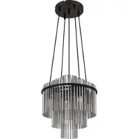 Globo Pendellampe Ø 40 cm Gorley Schwarz mit Rauchglasstäben