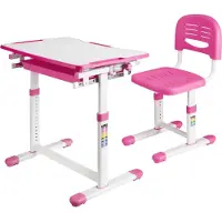 En.casa Kinderschreibtischset 'Sala' 2-tlg. Kindertisch mit Stuhl Pink