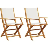 vidaXL Gartenstühle 2 Stk. Cremeweiß Massivholz Akazie & Stoff