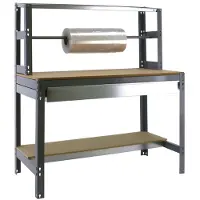 Simon Rack PROREGAL Packtisch BUFFALO mit Schubfach | HxBxT 84x120x76cm | Traglast 600kg | Grau