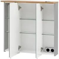 MÖBELPARTNER Spiegelschrank Profil 70,5 x 16 x 72,3 cm platin eiche 3-türig