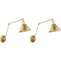 Beliani Wandleuchte Gold Metall 2er Set mit langem Schwenkarm verstellbar Trichterform Industrie Look