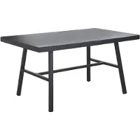 Beliani Gartentisch Schwarz Aluminium 150x90 cm für 4 Personen Glasplatte in Steinoptik rechteckig Outdoor Terrasse Balkon Möbel