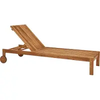 Beliani Gartenliege Hellbraun Akazienholz mit Rollen Verstellbare Rückenlehne Latten-Optik Garten Outdoor Terrasse Ausstattung Möbel Sonnenliege