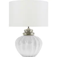 Beliani Tischlampe CRemeweiß Keramik 45 cm Stoffschirm Vasenform Kabel mit Schalter Klassischer Stil Wohnzimmer Schlafzimmer Deko Esszimmer