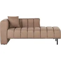 Beliani Chaiselongue Linksseitig Braun Samtstoff Gesteppt mit Lehne 1 Kissen Schwarze Metallbeine Modern Wohnzimmer Schlafzimmer Büro Ausstattung