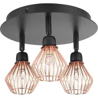 Beliani Deckenleuchte Schwarz Kupfer Metall 3-flammig verstallbar mit Gitter Industrie Look Moderne Wandleuchte