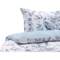 Beliani Bettwäsche Set Weiß / Blau aus Baumwolle 135 x 200 cm Kopfkissenbezug Deckenbezug Praktisch Schlafzimmereinrichtung Modernes Design