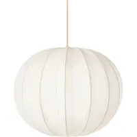 Beliani Hängelampe Weiß Nylon Stoffschirm Kugelform Rund Geriffelt 1-Flammig Rillen Optik Modern Beleuchtung Leuchte Esszimmer Schlafzimmer Wohnzimmer