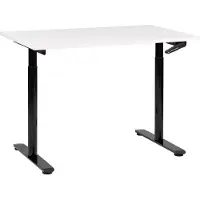 Beliani Schreibtisch Weiß/Schwarz Melamin 120x72 cm Manuell Höhenverstellbar Rechteckig mit Kurbel Rundes Metallgestell Modern Büro Steh-Sitz-Tisch