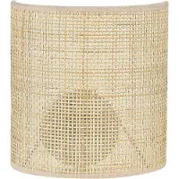 Beliani Wandleuchte Naturfarben Rattan 22 cm Halbrund Boho Modern für Wohnzimmer Schlafzimmer Flur