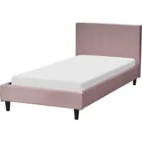 Beliani Polsterbett Rosa Samtstoff mit Lattenrost 90 x 200 cm Abnehmbarer Bezug Modernes Design Einzelbett Schlafzimmer Kinderzimmer Ausstattung