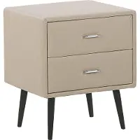 Beliani Nachttisch Beige Kunstleder mit 2 Schubladen Modern Minimalistisch Glamour Look Schlafzimmer
