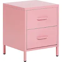Beliani Nachttisch Rosa Metall mit 2 Schubladen und 2 Griffen Wohnzimmer Schlafzimmer Kinderzimmer Jugendzimmer Flur