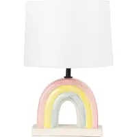 Beliani Tischlampe Mehrfarbig Keramik Regenbogen-Form 42 cm Stoffschirm Trommelform Rund Kabel mit Schalter Modern Skandi Schlaf- u. Wohnzimmer