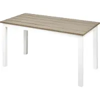 Beliani Garten Beistelltisch Hellbraun / Weiß Kunstholz und Aluminium Rechteckig 96 x 52 cm Latten-Optik Lamellen-Optik Modern Terrasse Couchtisch