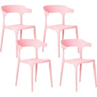 Beliani Esszimmerstuhl 4er Set Rosa Kunststoff Stapelbar Skandi Modern für Innen- und Außenbereich Garten Terrasse Balkon Wohnzimmer Esszimmer