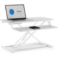 Sense7 Desktop-Konverter Weiß Ergonomischer Schreibtischaufsatz Höhenverstellbar Sitz-Steh Workstation 81x40cm Büro Stehpult Monitorständer bis 13 kg