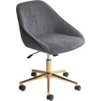 Beliani Bürostuhl Dunkelgrau Samtbezug Bremsbare Rollen Gasdruckfeder Höhenverstellbar Drehbar Ohne Armlehnen Modern Drehstuhl Arbeitshocker