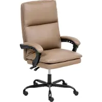 Beliani Chefsessel Braun Kunstleder Gepolstert Höhenverstellung Drehbar Neigungsfunktion Ergonomische Form Bürostuhl Schreibtischstuhl Bürosessel
