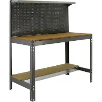 Simonwork (bancos De Trabajo) PROREGAL Werkbank BUFFALO mit Werkzeugwand und Ablage | HxBxT 84x150x61cm | Traglast 600kg | Grau