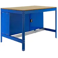 Simon Rack PROREGAL Werkbank BUFFALO mit Schrank | HxBxT 84x120x76cm | Traglast 600kg | Blau