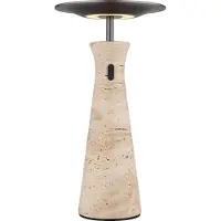Globo Travertin LED Tischleuchte 3W Warmweiß Grau, Travertine Stein Memoryfunktion Ø20cm 21052