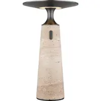 Globo Travertin LED Tischleuchte 3W Warmweiß Grau, Travertine Stein Memoryfunktion Ø20cm 21051
