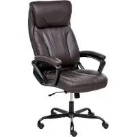 Beliani Chefsessel Dunkelbraun Kunstleder Gepolstert Höhenverstellung Drehbar Neigungsfunktion Ergonomische Form Bürostuhl Schreibtischstuhl Bürosessel
