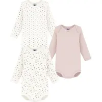Petit Bateau 3er-Pack Bodys langarm Herzen Blumen, rosa | mehrfarbig, 92