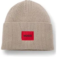 HUGO Mütze aus Woll-Mix mit rotem Logo-Aufnäher Grösse ONESI