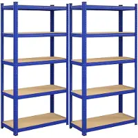 Songmics 5-stufiges Regal, Stahlregal für Lagerung, werkzeugfreie Montage, für Garage und Schuppen, Tragfähigkeit 875 kg, 40 x 90 x 180 cm, Blau GLR040Q01
