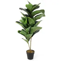 WDMT Gummipflanze aus Kunststoff – ø 14 x 98 cm – Ficus Elastica – Künstlicher Gummibaum – Wartungsfreie Pflanze – Grün