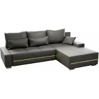 Juskys Sofa Davos Rechts mit Schlaffunktion, Bettkasten, Samt-Bezug & LED - Hellgrau