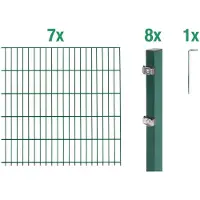 Alberts Doppelstabmatten Zaun, Höhe 100 cm, Länge 14 m, Zaun-Komplettset zum Einbetonieren, grün, Pfosten 60x40 mm