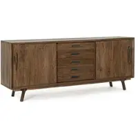 Bizzotto Sideboard Sherman aus Mangoholz, klassischer Stil, natur, 200 cm, mit Schiebetüren und Schubladen