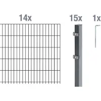 Alberts Doppelstabmatten Zaun, Höhe 100 cm, Länge 28 m, Zaun-Komplettset zum Einbetonieren, anthrazit, Pfosten 60x40 mm